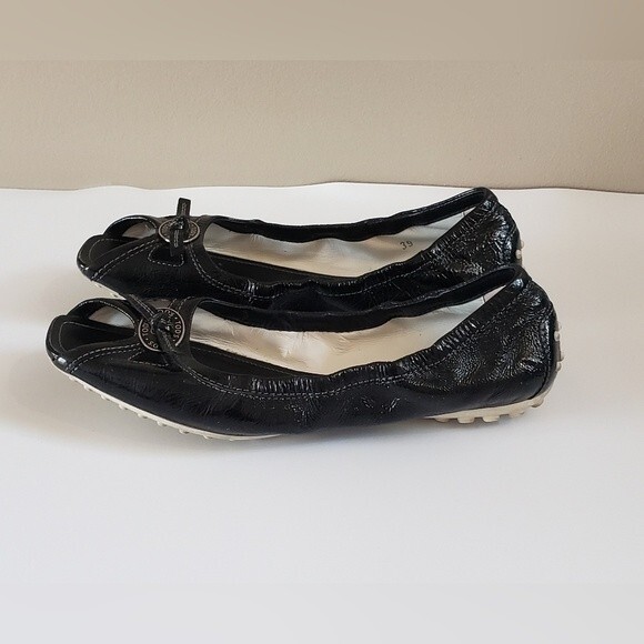 Tods Women's Black Patent Leather Open Toe Slip On Size 39 - Picture 3 of 10